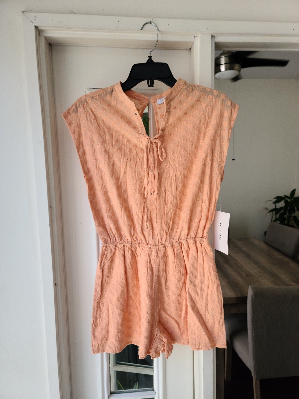 FAVLUX Peach Eyelet Romper